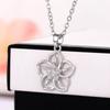 Huitan Delicate Flower Pendant Necklace with Crystal CZ Partysu Fresh Neck Accessories for Women Wedding Party Trendy Jewelry