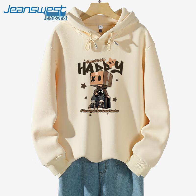 Jeanswest Neues 2025 Unisex Schweres Baumwoll-Kapuzensweatshirt mit Katzenaufdruck