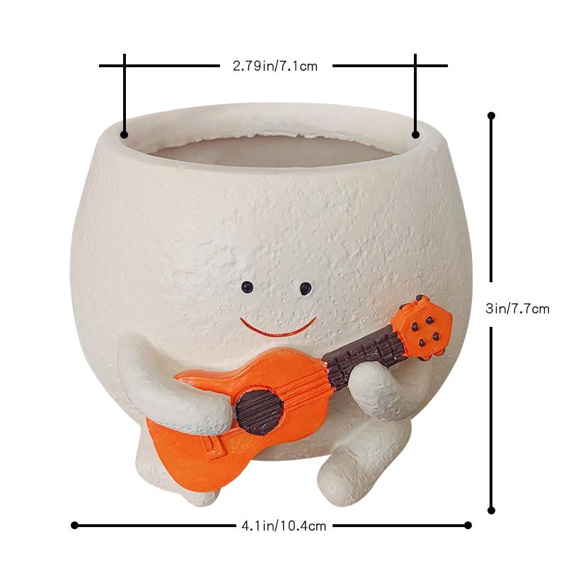 Face Planter Pots For Indoor Plants Cute Guitar Plant Pot, Smiley Face Flower Pots Succulents Planter Gift Ideal