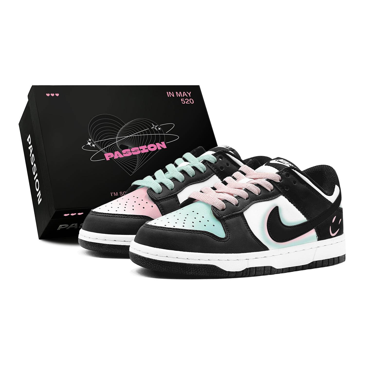 

Nike Dunk Couple s, Phantom Smile, Mismatched Repainted, Graffiti, Gradient, Neon Low top Skateboard Shoes Men s DD1391-100(TeamS1-S-BOX) 38.5