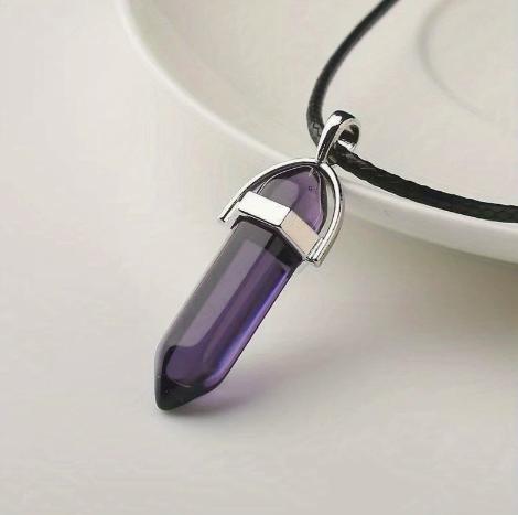 Amethyst Wishing Pendant Necklace, Transparent Gemstone Jewelry for Women