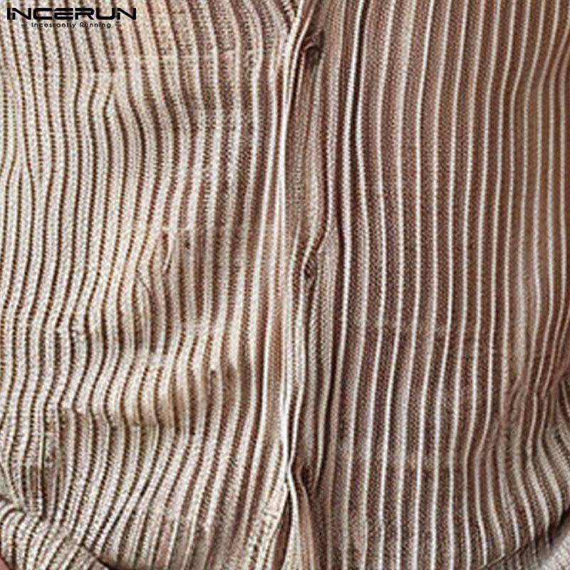 INCERUN Herren Kurzarm Button Up Deep V Neck Textured Tops T-Shirts