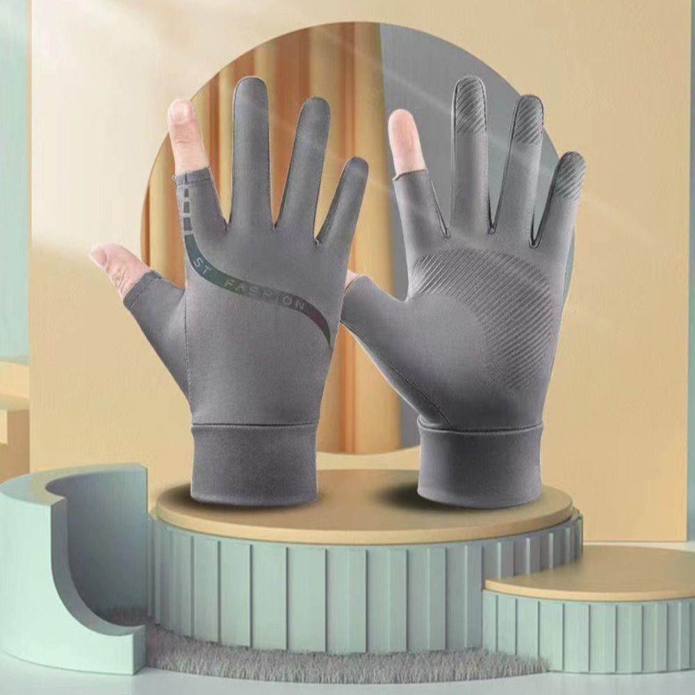 

Ice Silk Gloves Non-slip Half Finger Glove Comfortable Cycling Gloves Sports синий