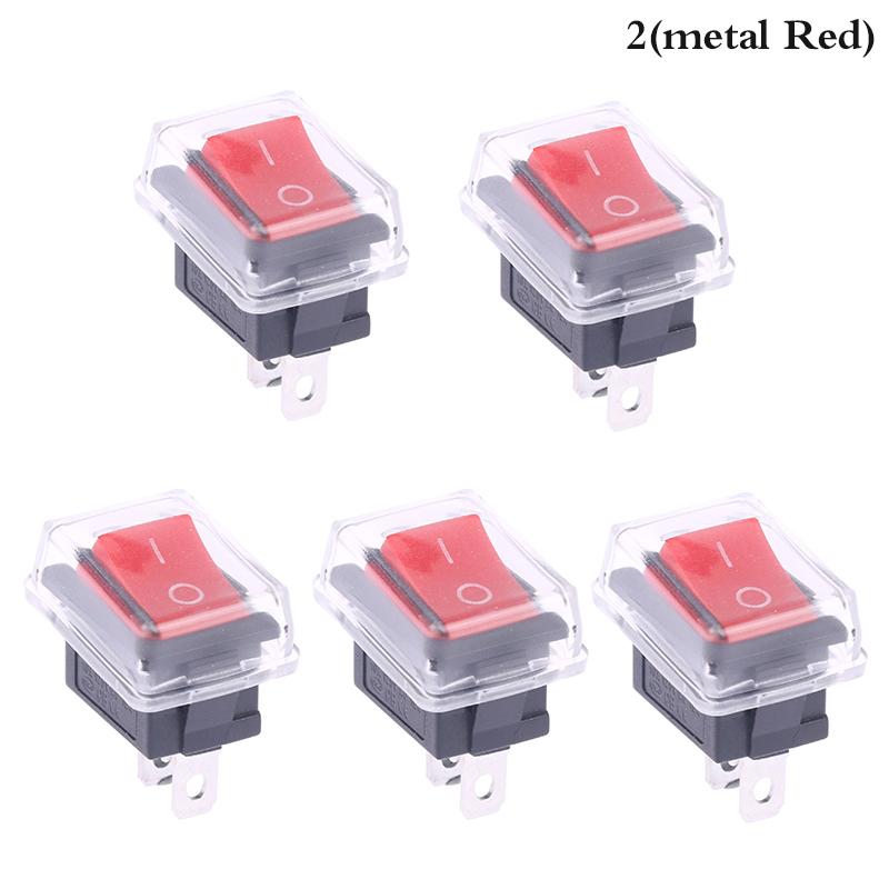 

5Pcs Push Button Mini Switch 2Pin Snap-In On/Off Rocker Switch With Waterproof Cover Black