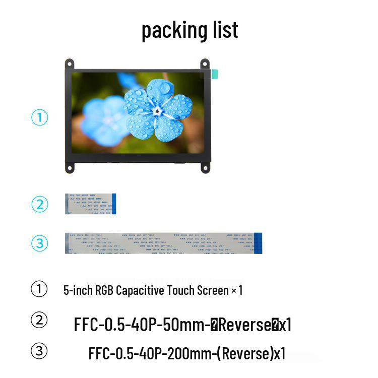 New 5" RGB Capacitive Touch LCD Screen for Atom/Wildfire STM32 Boards