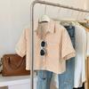 ZANZEA Women Turn Down Collar Summer Short Sleeve Stripe Blouse