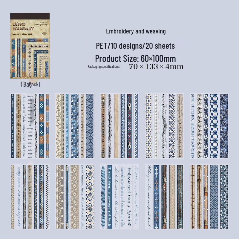 A Beautiful Day Retro Border PET Sticker Book: Waterproof, Die-cut, Journal DIY Collage Decoration