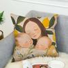 Love Mother Kids Flower Art Pillow Case For Car Sofa Decorative Home Double-sided Print Plush Square Throw Pillow Cushion Cover