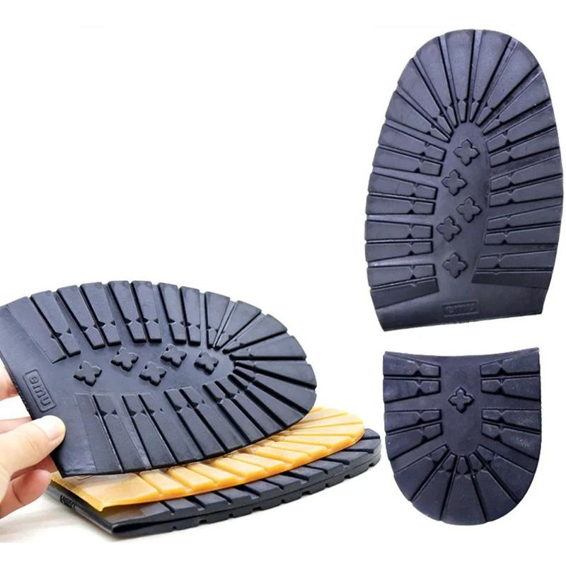 Suole per scarpe in gomma addensate per uomo Scarpe da lavoro in pelle Suola con tacco Riparazione antiscivolo Suole di ricambio fai-da-te Tappetino nero giallo