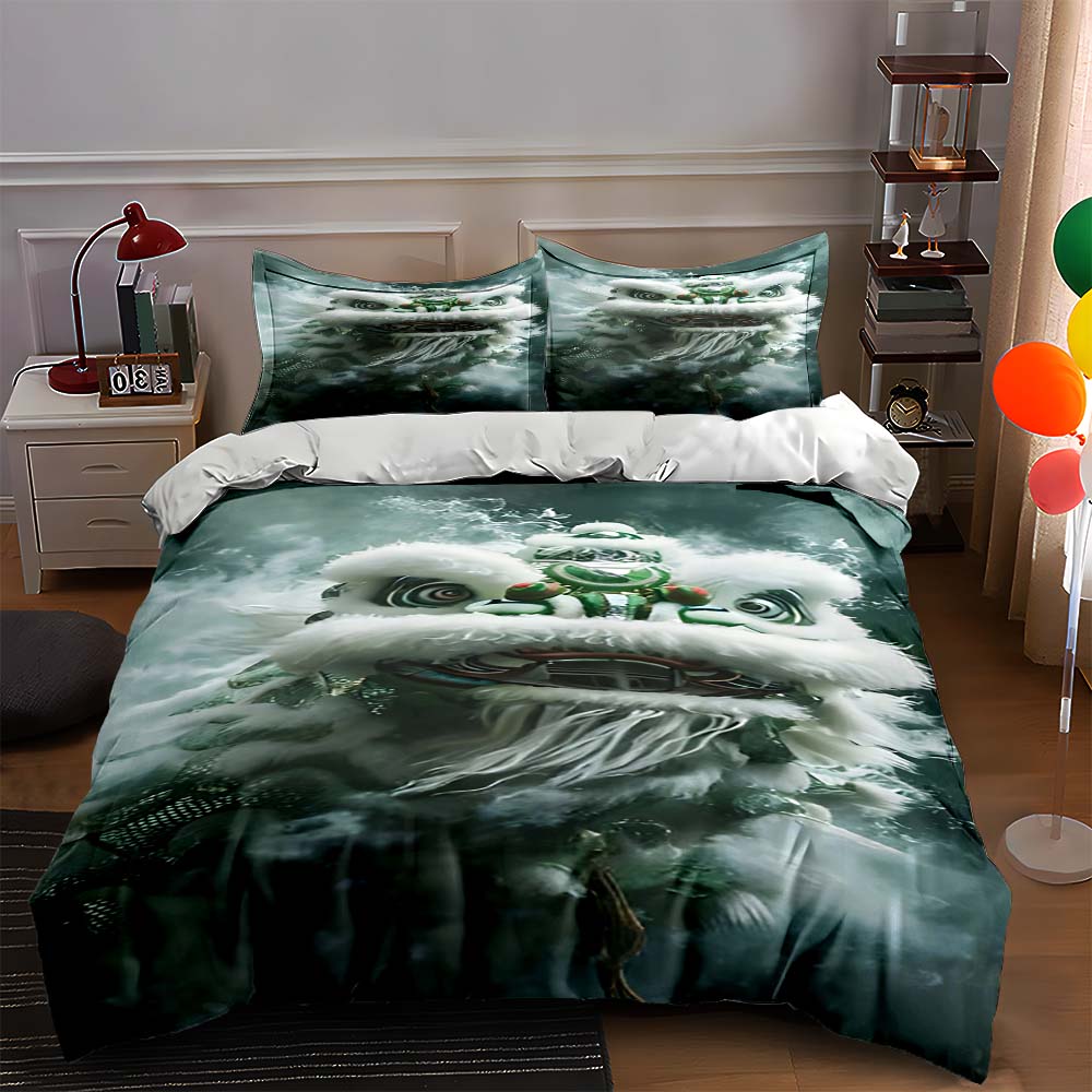 

Lion dance motif. Bedding Duvet cover sets Duvet covers Pillowcases gifts (1 * Duvet Cover 2 * Pillowcases, without duvet insert) 135x200cm