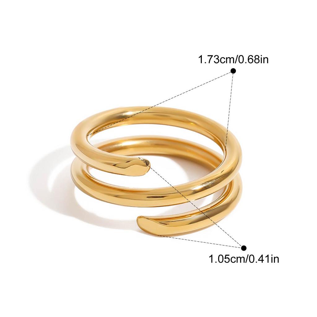 Yori Modern Minimalist Smooth Stainless Steel Plain Ring Metal Stylish Statement Gold Plated Jewelry Waterproof