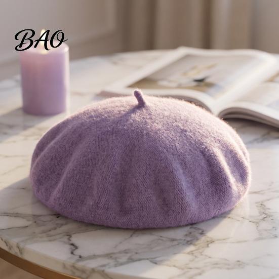 Stylish Travel Headgear Women Wool Beret Hat, Elegant Classic Solid Color Winter French Style Hat Cap, Soft Breathable Blend Headwear for Ladies