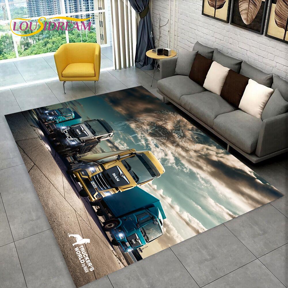 Latest MAN Truck Lorry 3D Printing Rug Carpet for Living Room Bedroom Home Decor,Floor Mat Non-slip Decoration for Sofa Doormat