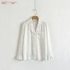 French jacquard ice silk high-end light luxury pajamas women's spring and autumn long-sleeved trousers set lapel lace loungewear