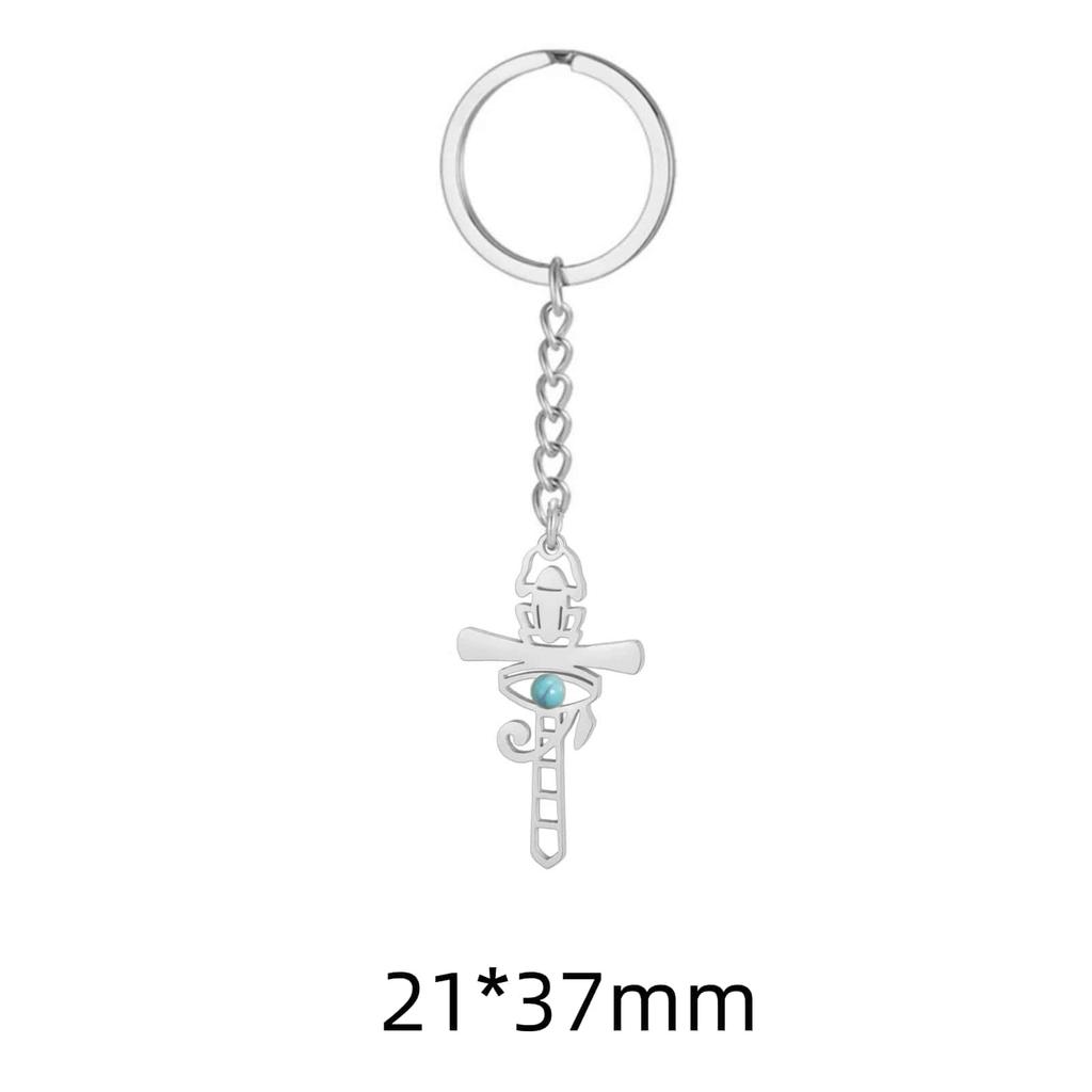 Jeshayuan Ankh Eye of Horus Keychain For Men Stainless Steel Wedjat Eye Keyring Ancient Egypt Symbol of Power Jewelry Gift