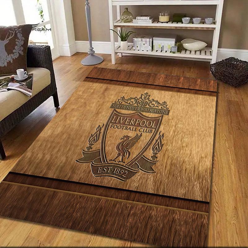 Liverpool Football Club Flanellmuster Quadratischer Teppich, Läufer, Teppich für Wohnzimmer Schlafzimmer Sofa Spielzimmer Dekor, Rutschfeste Fußmatte