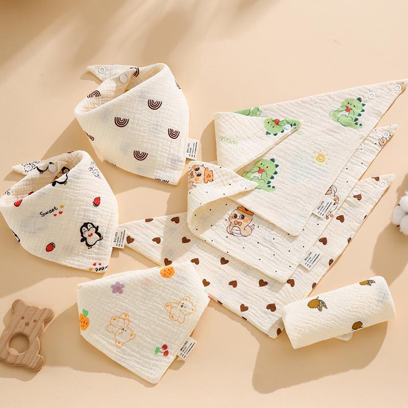 Organic Cotton Crepe Baby Drool Bib and Triangle Scarf