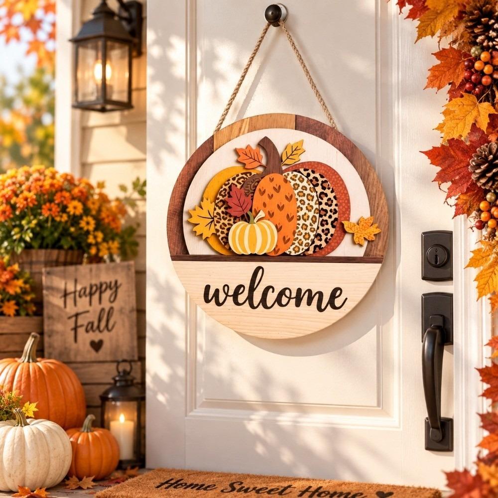 Rustic Harvest Festival Sign Wooden Autumn Home Decoration Fall Halloween Decorative Sign Porch