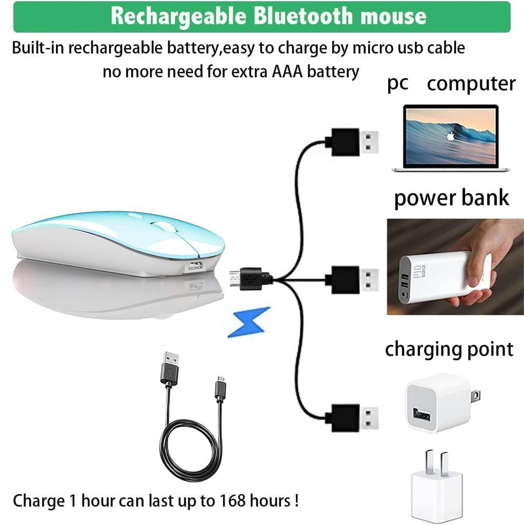 Wireless Bluetooth Mouse for iPad iPad MacBook MacBook and Dell Pro, Air, Mac, Pro, Air, Laptops, Chromebooks, Windows, HP, (Jelly Blue)
