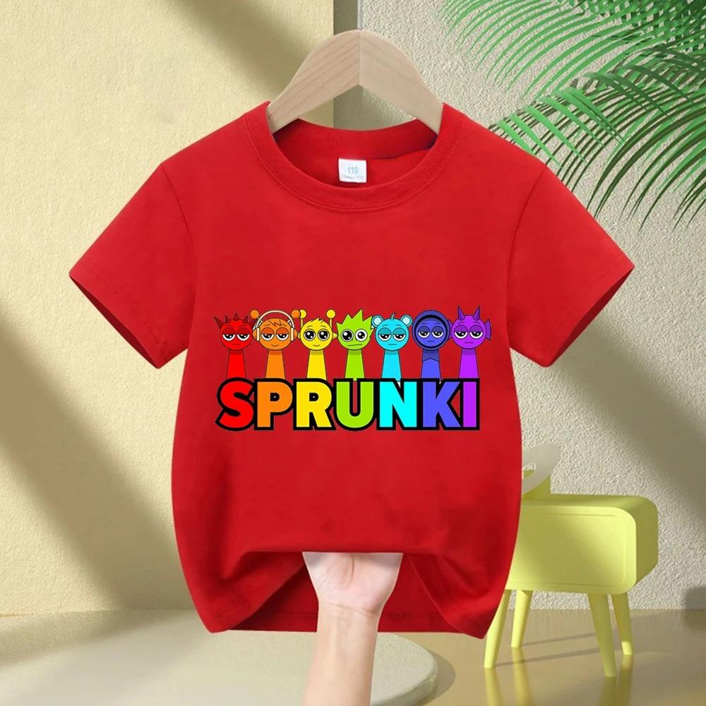 2026 Summer Short Sleeved Sprunki Cute and Fashionable Boy and Girl Comfortable Round Neck Short Sleeved T-shirt