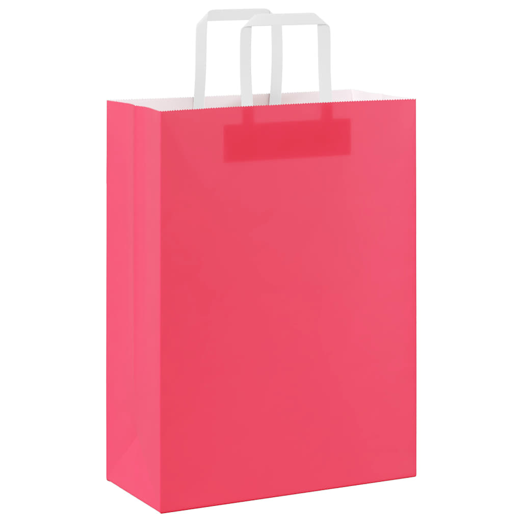 Paper Shopping Bags 250 Pcs with Handles Pink 26 X 12 X 35 Cm