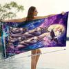 Wolf Family Moonlit Mountain Beach Towel, Wilderness Nature Art Quick-Dry Sand-Free Microfiber Bath Towel for Swim and Camping