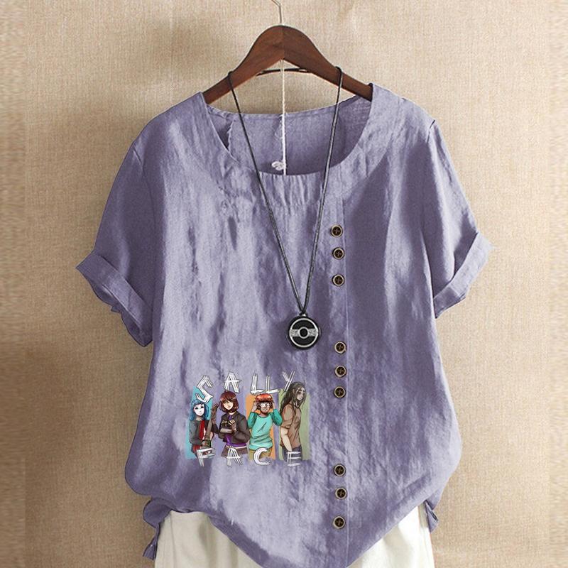 Women's Fashion Friends Prined Short Sleeve T-shirt Loose Cotton Shirt Casual Loose Summer Blouse Tops Plus Size