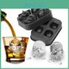 Maker Cube Ice Silicone Skull Ice Cream Mold Four Grids Bar Whisky Cocktails For Halloween Party Easy To Clean Kitchen Gadgets