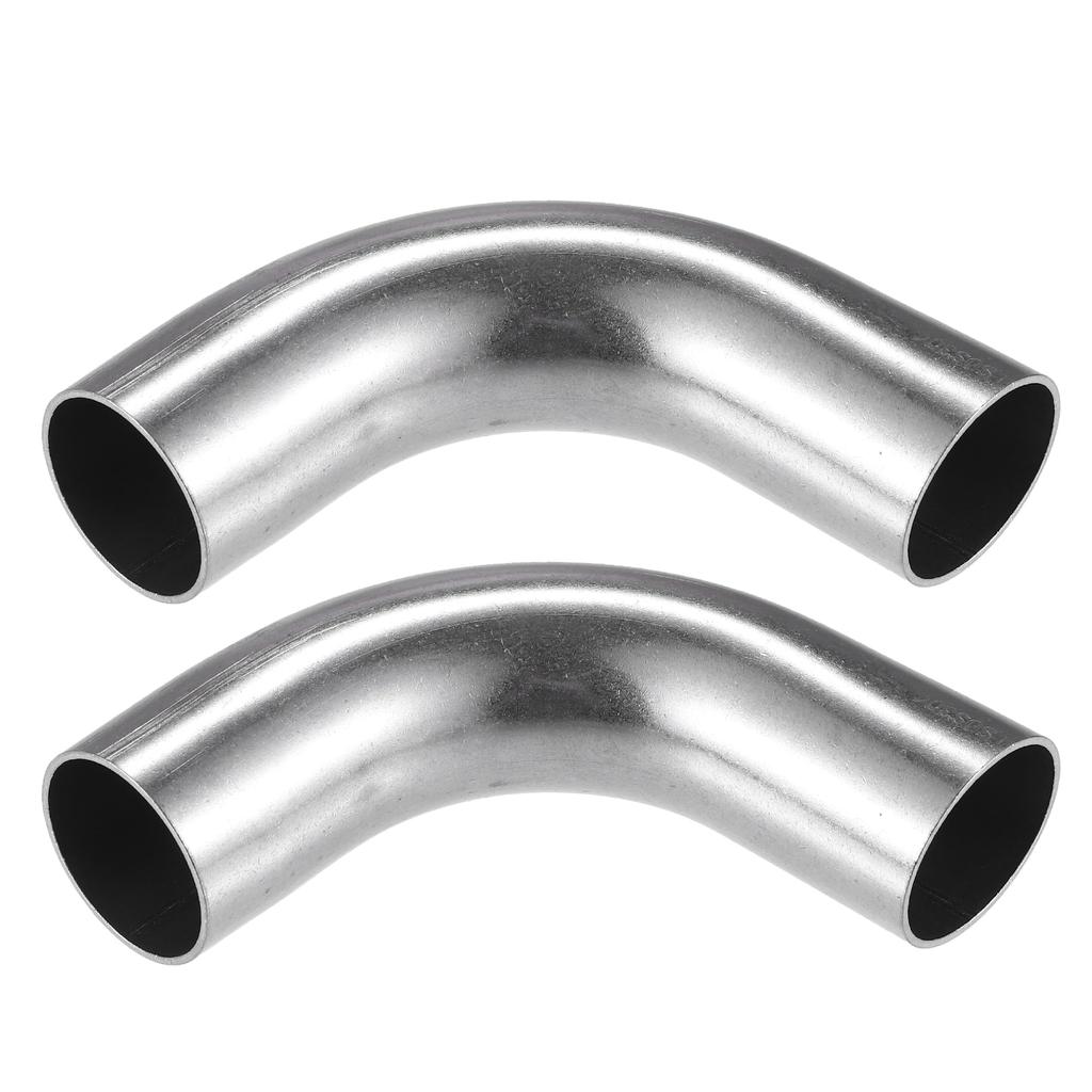ABSOPRO Sání výfuku koleno pro DIY sací potrubí pro a Univerzální 304 Nerez 38mm Vnější 100mm Noha 90 Stříbrná 2 Kusy Potrubí/Potrubí mezichladiče/Vzduch