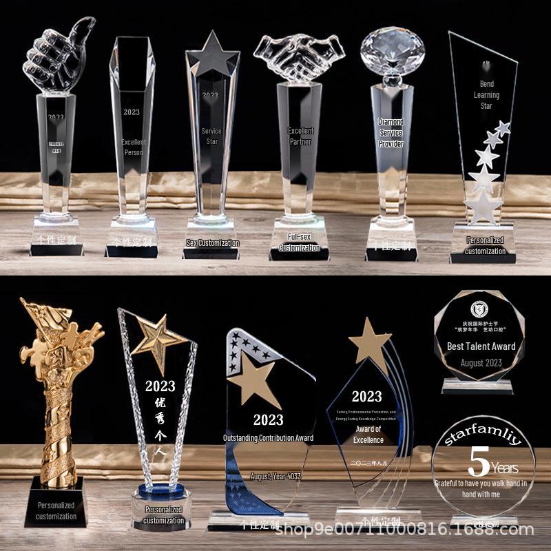 High-End Crystal Trophy Medal for Business and School Awards