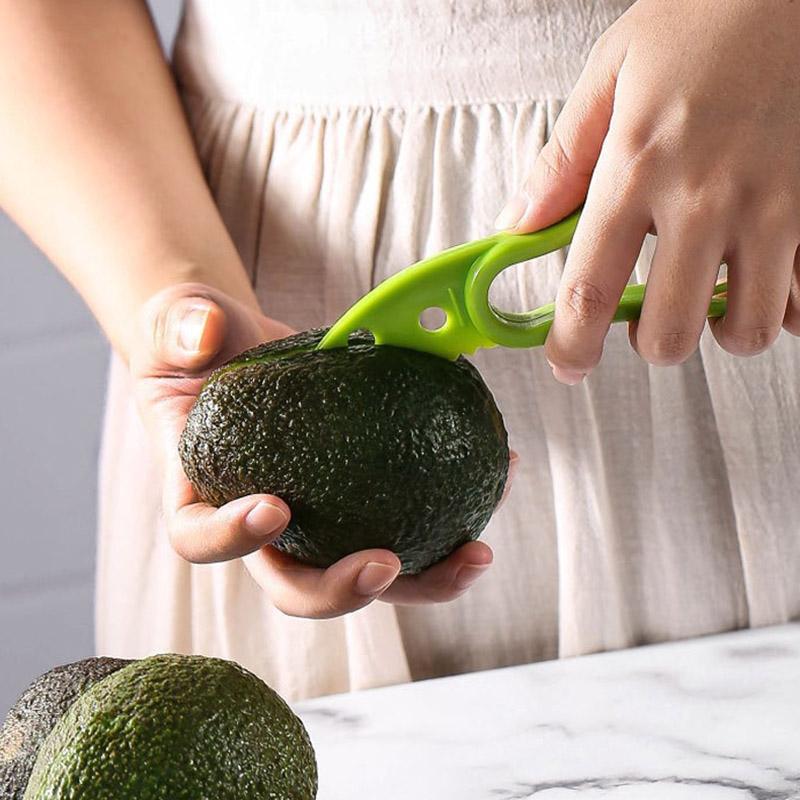 3-in-1 Avocadoschneider Shea Corer Butter Obstschäler Cutter Pulpe Separator Plastikmesser Küchengemüsewerkzeuge Wohnaccessoire Küchenzubehör