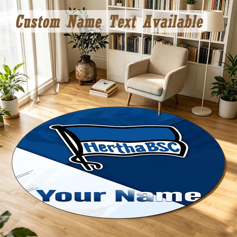 Round Rug Custom Namehertha Bsc Pattern Non Slip Carpet Home Floor Decor