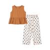 Girls' Sleeveless Polka Dot Two-Piece Set