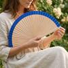 23cm Spanish Folding Fan Traditional Hand Cranked Fan Elegant Accessory Wood Fan Summer Cooling