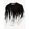 Gradient Flamme 3D-Druck Langarm-T-Shirt Übergroßer Pullover Mode-Top Outdoor Leichtes Freizeit-Herrenoberteil