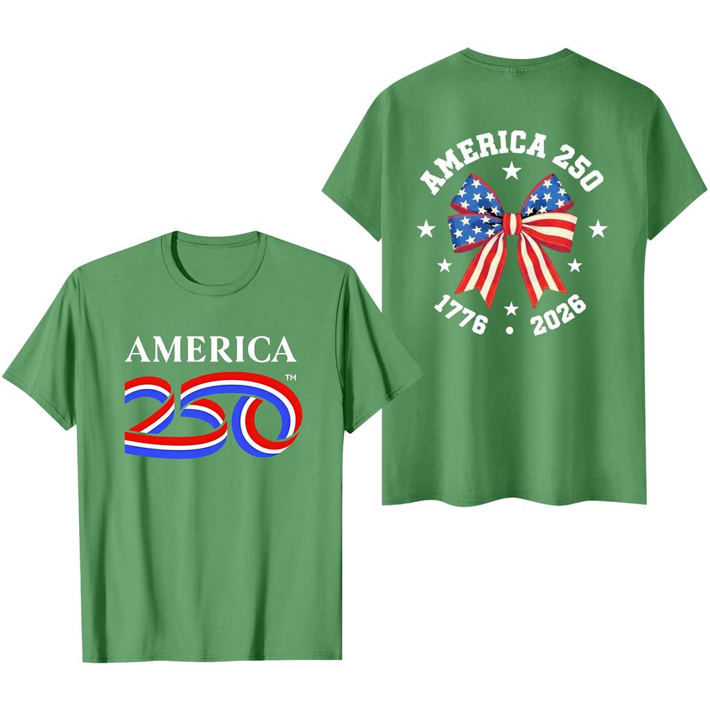 Men's Casual Short Sleeve T-Shirt Crew Neck Letter Print 250th Anniversary Commemorative Graphic Tee 1776 to 2026 Cotton Blend