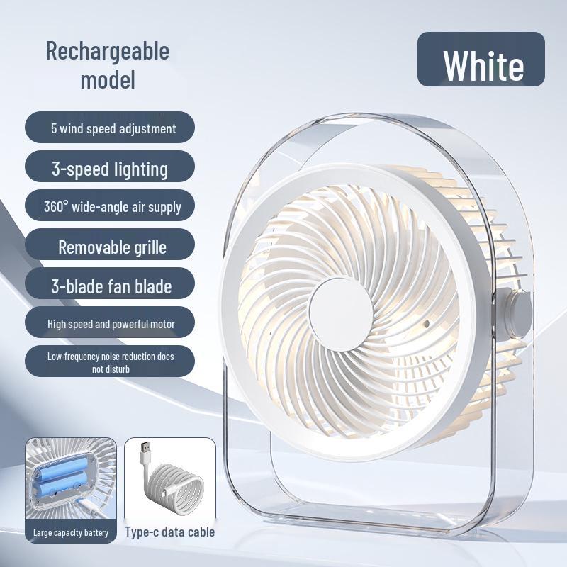 2026 Multi-functional Portable USB Desktop Light Fan for Dormitory Use