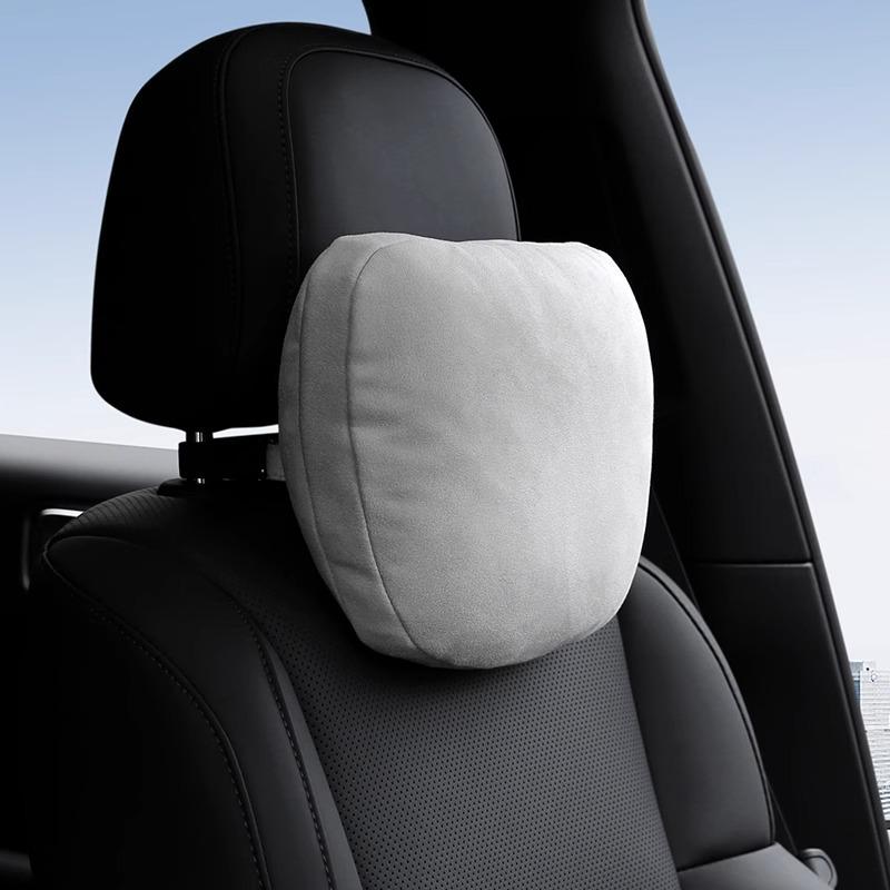 1Pcs Universal Car Head Support Adjustable Suede Car Headrest with Lumbar Support Soft Neck Pillow for Driving Comfort