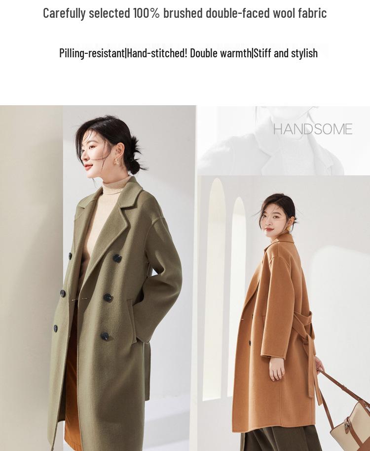 Trench da Donna di Media Lunghezza Doppiopetto in Lana e Cashmere - Collezione Autunno/Inverno