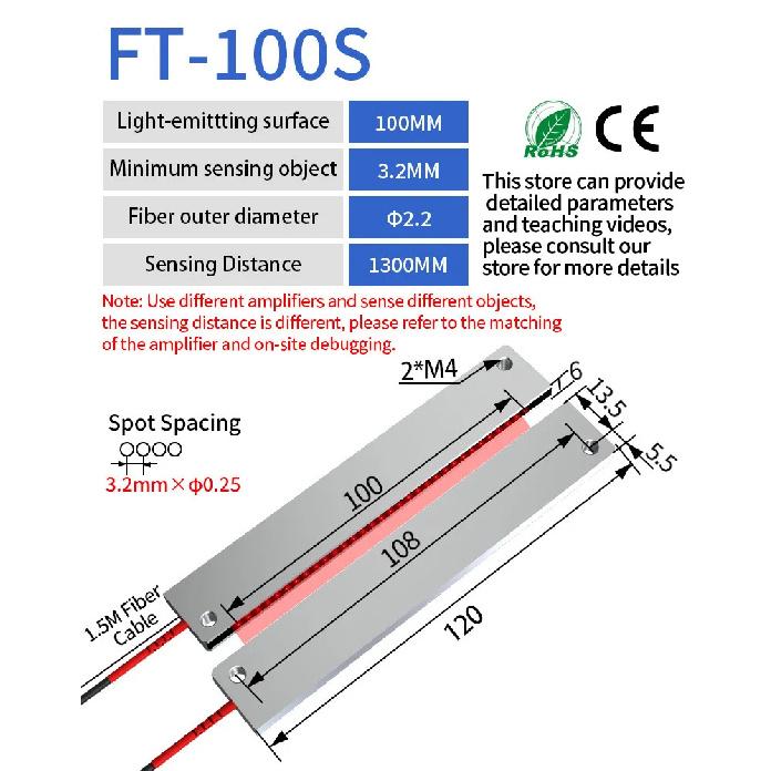 GTRIC Banner Array Fiber Optic Sensor Through-beam Probe Amplifier 12-24V DC Matrix Optical Photoelectric Switch Sensor