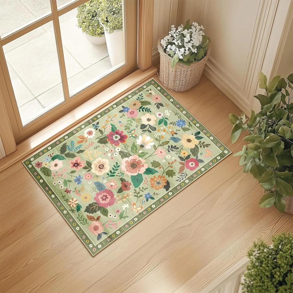 American Flower Crystal Velvet Floor Mat Resistant To Dirty Toilet Door Floor Mat Entry Door Floor Mat Home Decoration