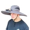 Fan Hat Wide-Brimmed Outdoor Hat with Dual-Power Fan Design Solar USB Charging Hiking Cycling Fishing Sun Hat