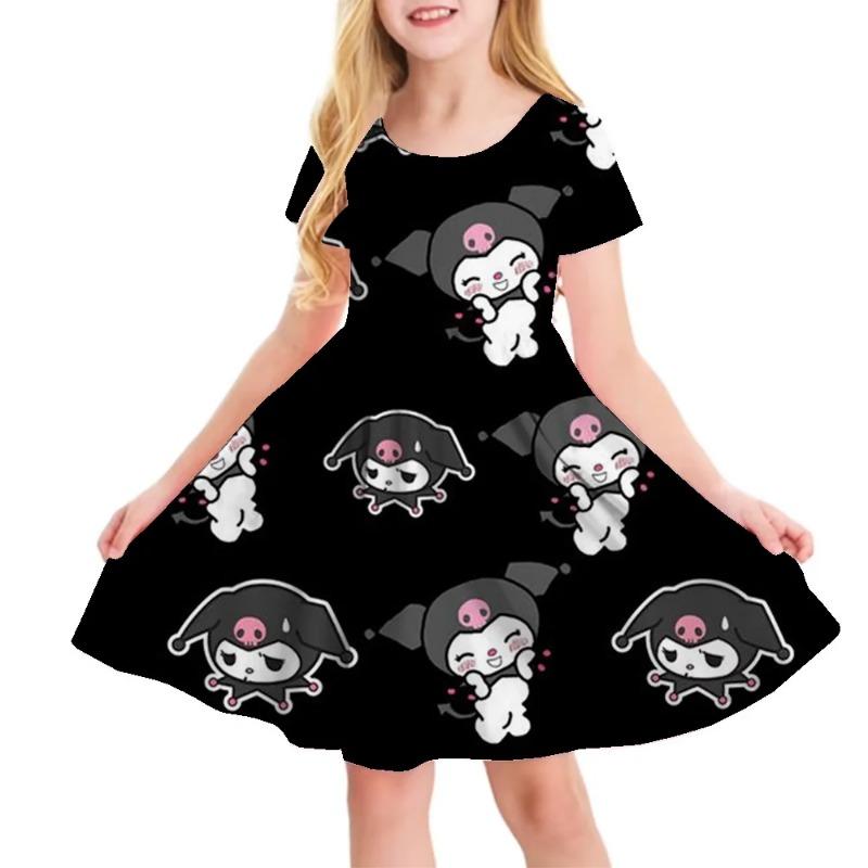 3D Printed Sanrio Hello Kitty Fashion Cartoon Pattern Cute Short Sleeved Dress Cosplay Youth 110