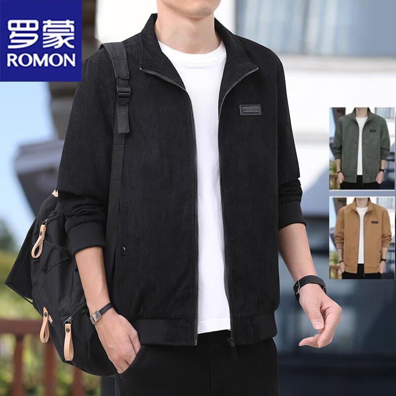 ROMON Men's Spring Autumn Corduroy Casual Jacket