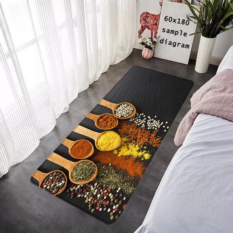 Food Condiment Kitchen Balcony Decor Doormat For Mom Coffee Bean Flannel Floor Mat Indoor Foot Rug Bedside Mats Corridor Carpet