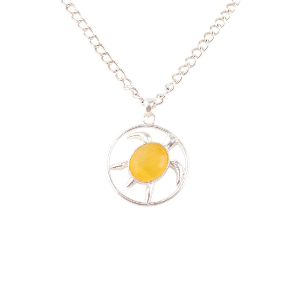 Pierre gemme Oeil de Chat Jaune Bijoux en Argent Sterling 925 Fait Main Pendentif Élégant CP-2-41