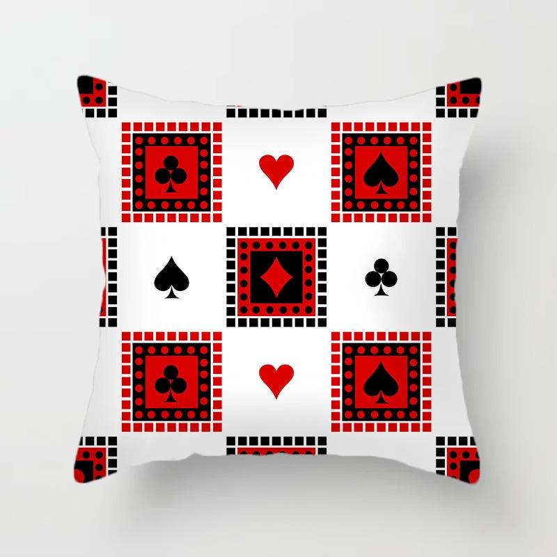 Juste de coussin carrée avec motif de poker, décoration de luxe pour la maison, accessoires magiques, cœur noir, bureau, canapé, voiture