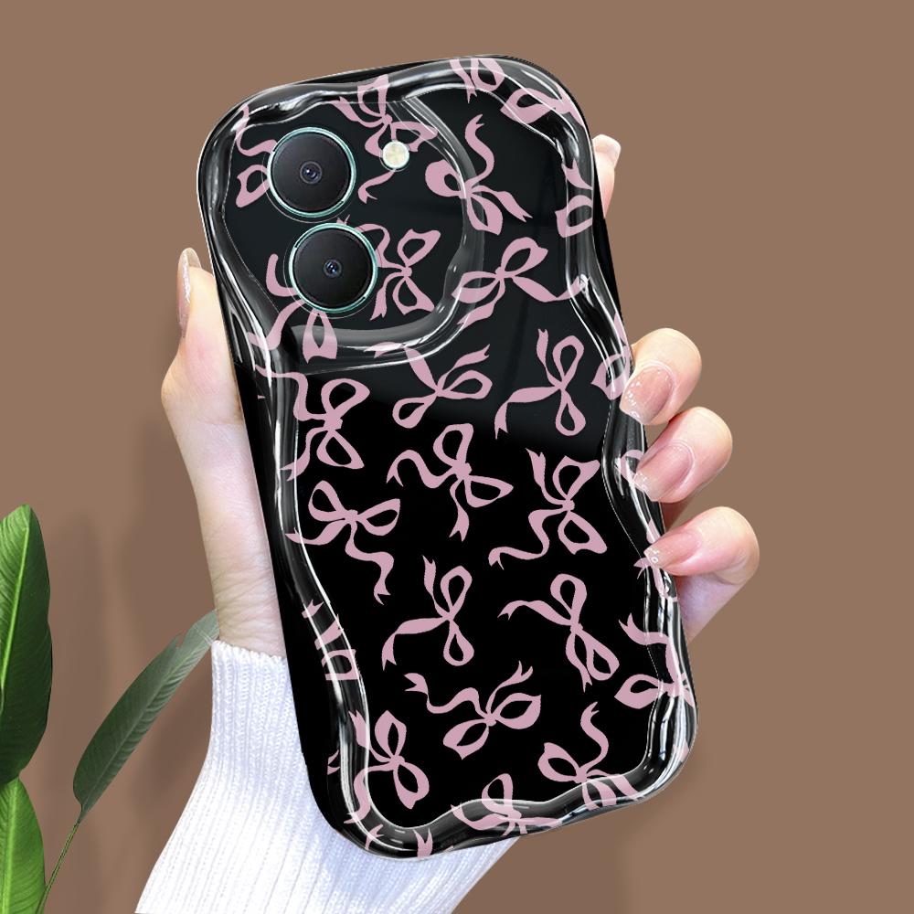 Uroczy wzór kreskówki Kremowa tekstura Obudowa Falista krawędź Miękki silikonowy pokrowiec Etui na telefon do Vivo