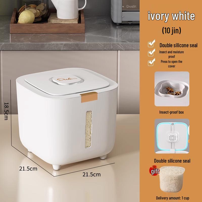 20 Jin Food-Grade Sealed Rice and Grain Storage Bucket with Press-Type Lid and Insect-Proof Feature