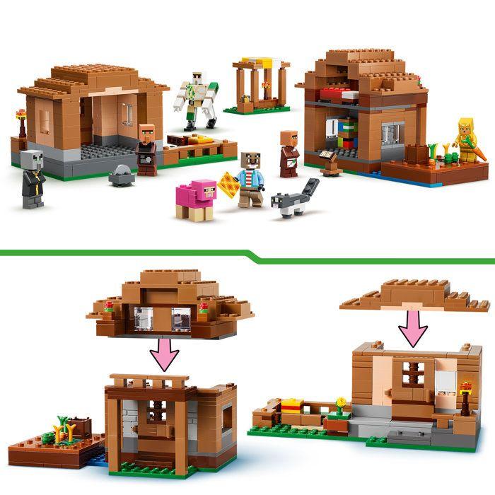 LEGO Minecraft 21596 L’Évocateur à l’Attaque du Village - Jeu 9 ans - Maquettes de Maisons